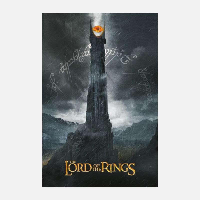 Der Herr Der Ringe Dunkler Turm Mit Auge Saurons - Poster 20x30 cm - Weiß
