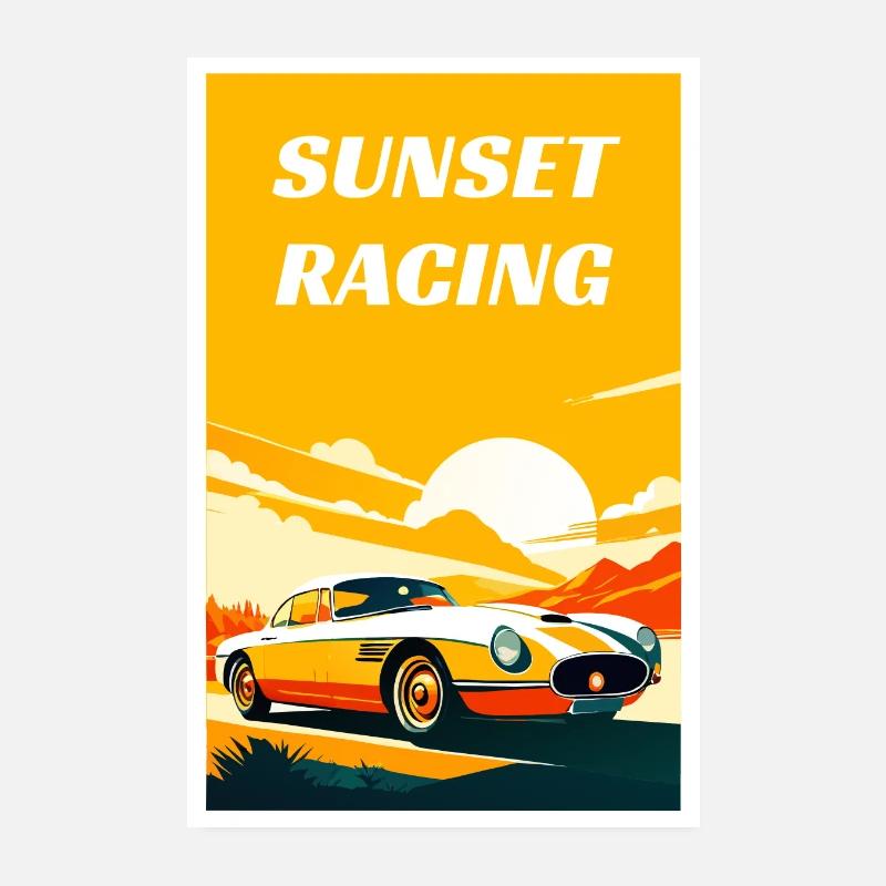 Course au coucher du soleil Poster 20 x 30 cm