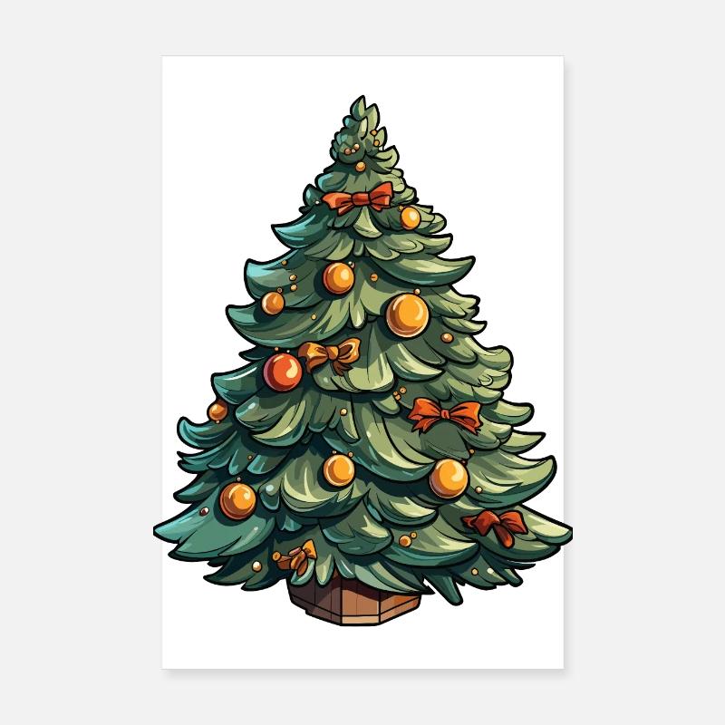 Sapin de Noël - Sapin de Noël décoré Poster 20 x 30 cm