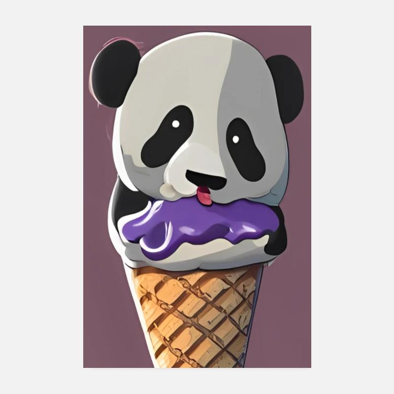 Ice cream Panda Poster 20 x 30 cm
