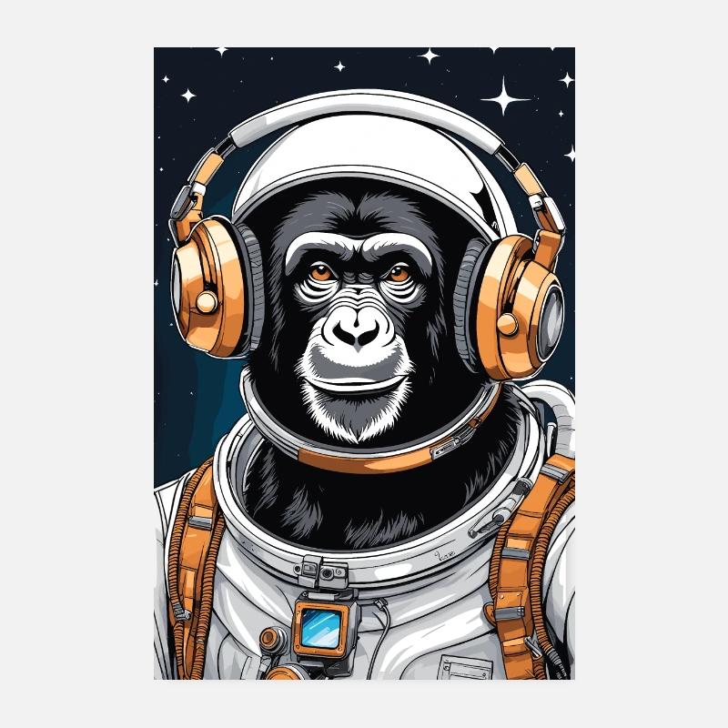 Affe Astronaut - Poster 20x30 cm - Weiß