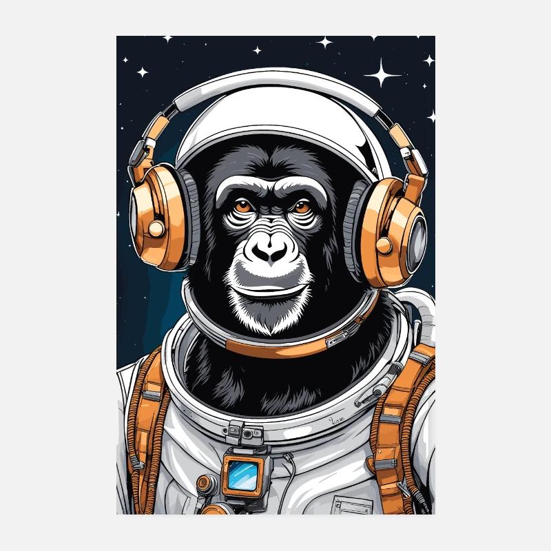 Singe astronaute Poster 20 x 30 cm