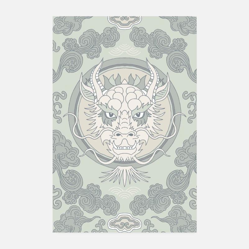 Chinese dragon in gray clouds Poster 8" x 12" (20x30 cm)