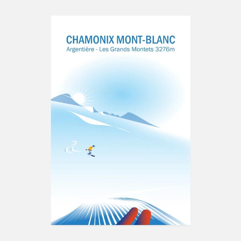 Chamonix Les Grands Montets Poster 8" x 12" (20x30 cm)