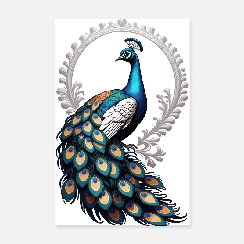 Paon - Poster 20 x 30 cm - blanc