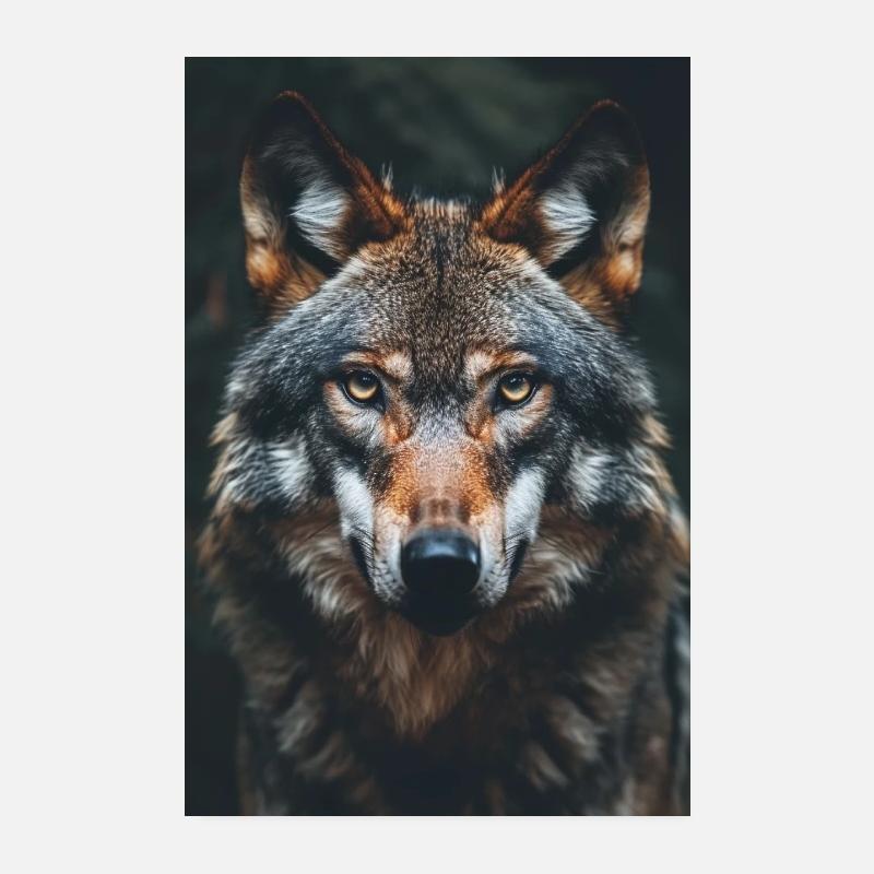 Realistischer Grauwolf - Poster 20x30 cm - Weiß