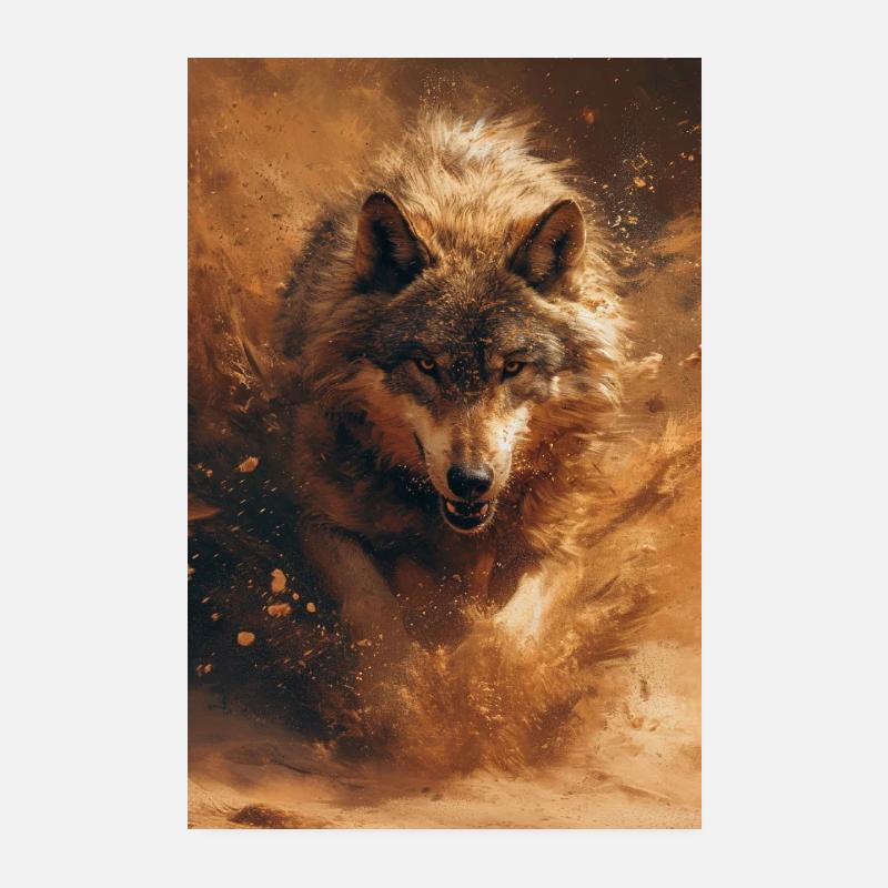Loup en mouvement Poster 20 x 30 cm
