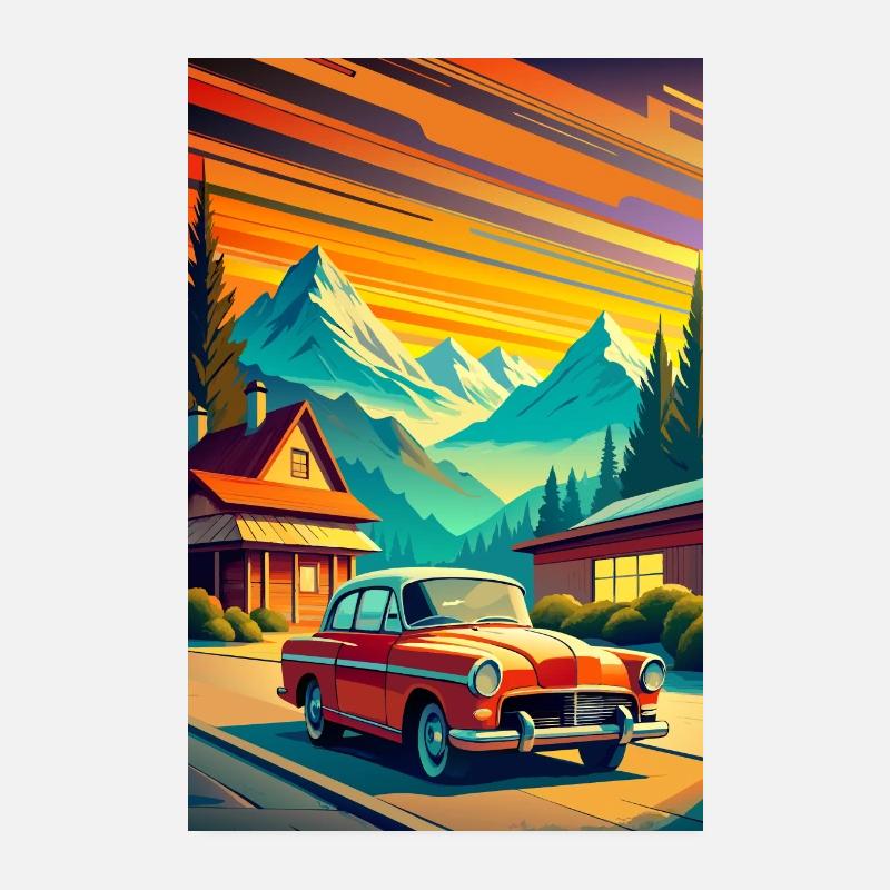 Réveil rétro - Poster 20 x 30 cm - blanc