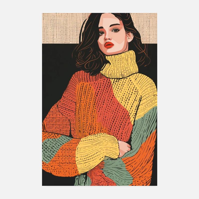 Le pull en laine tricoté vintage Poster 20 x 30 cm