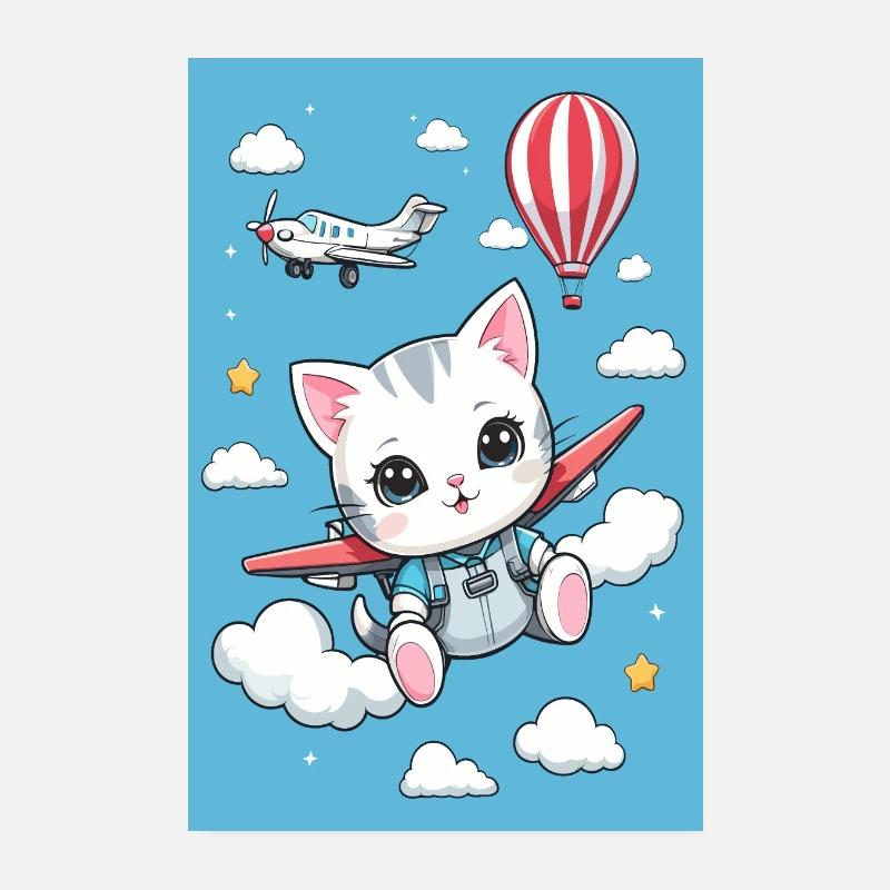Chat volant mignon Poster 20 x 30 cm