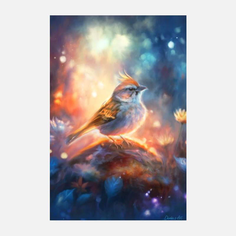 Moineau magique - Illustration Poster 20 x 30 cm