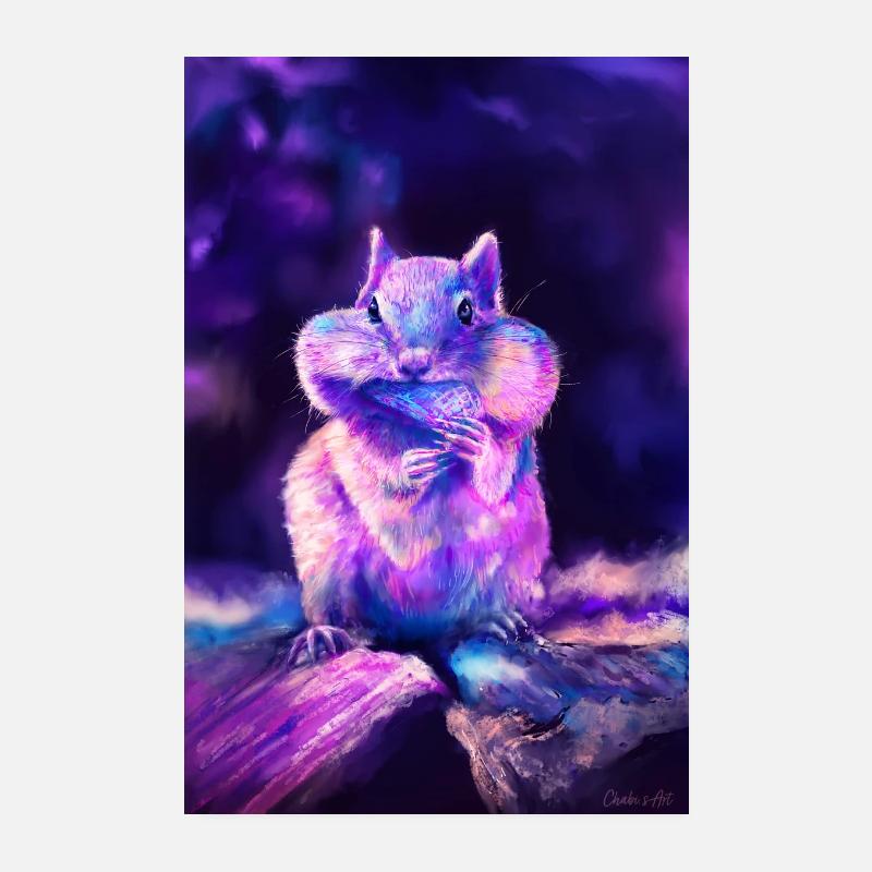 Magisches Eichhörnchen - Illustration - Poster 20x30 cm - Weiß