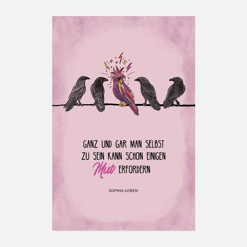 Motivationsspruch Sei mutig, sei du selbst - Poster 20x30 cm - Weiß