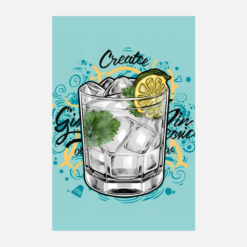 Alcohol Prints, Bar Cart Prints, Classic Cocktail Poster 8" x 12" (20x30 cm)