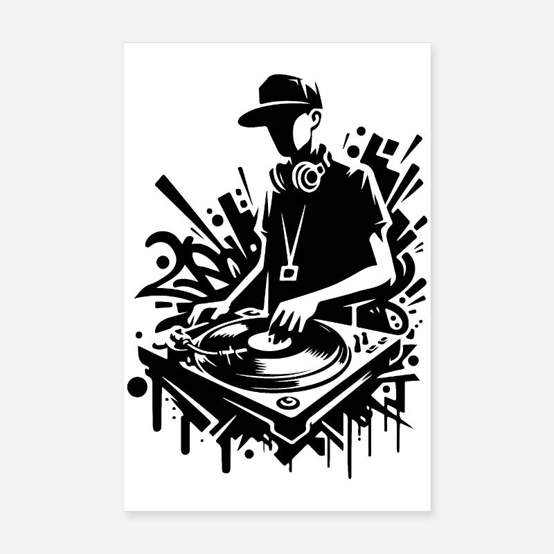 HiP HoP DJ with Graffiti Poster 8" x 12" (20x30 cm)