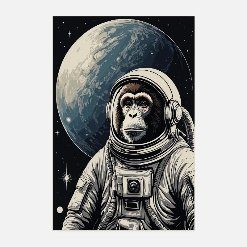 Astronaut Monkey Poster 8" x 12" (20x30 cm)