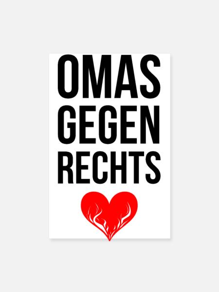 OMAS GEGEN RECHTS mit Herz - Poster 20x30 cm - Weiß