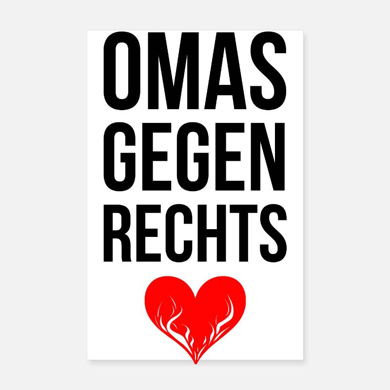 OMAS GEGEN RECHTS mit Herz - Poster 20x30 cm - Weiß