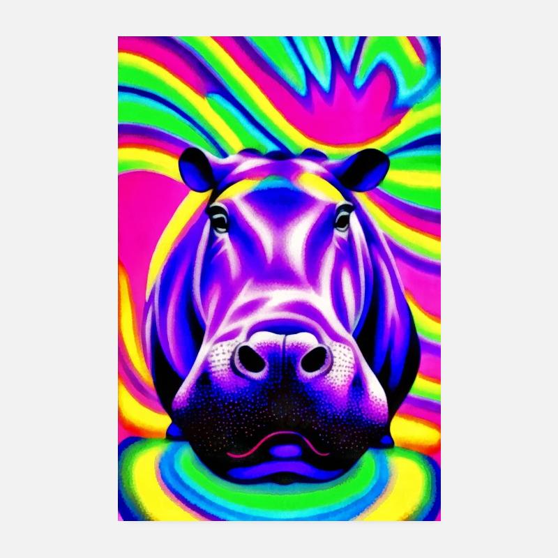 Nilpferd in Farbe Pop Art Poster 20x30 cm