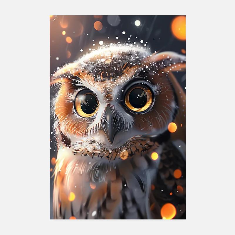 Eule - Poster 20x30 cm - Weiß