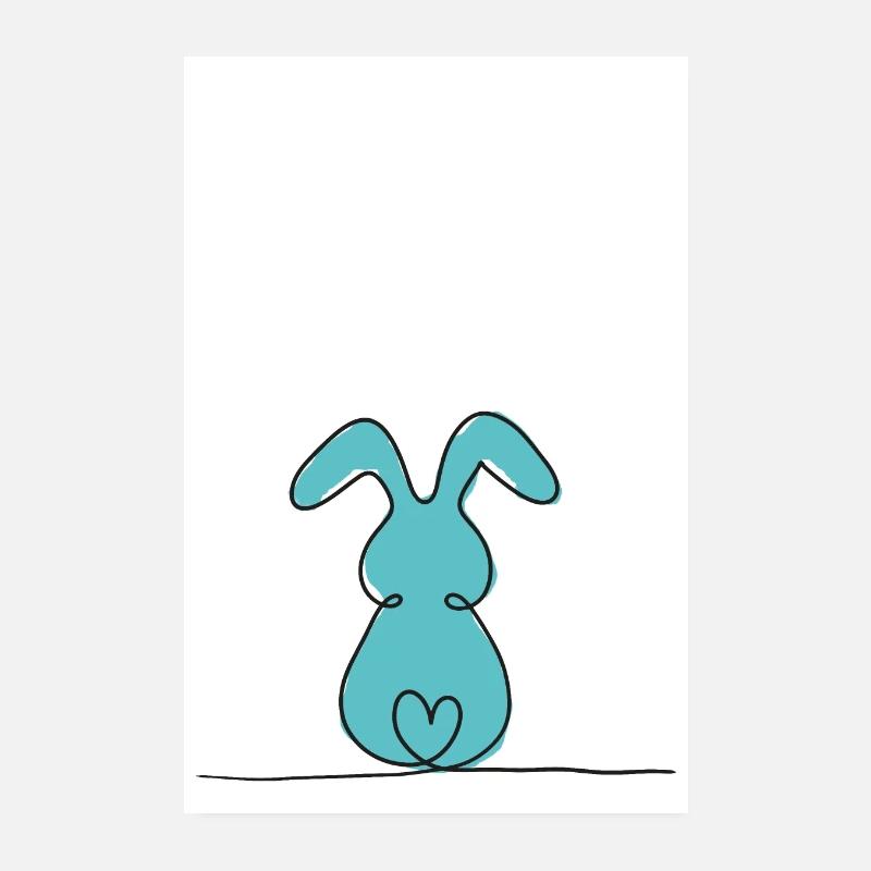 Lapin d’une ligne coloré Poster 20 x 30 cm