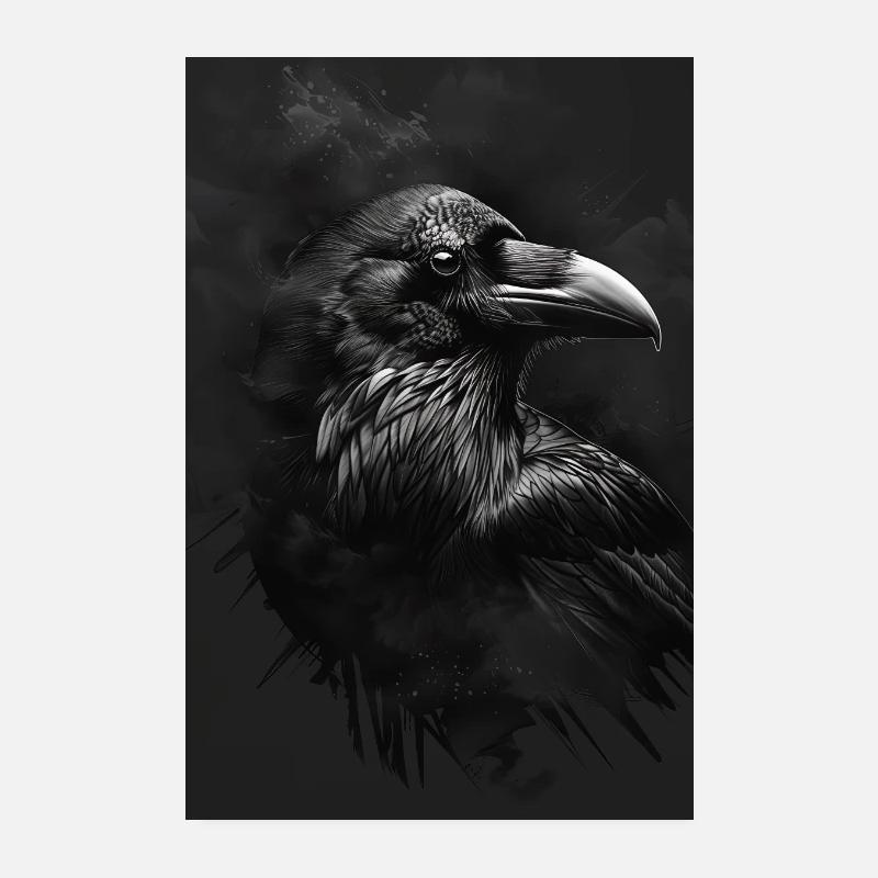 Rabe - Poster 20x30 cm - Weiß