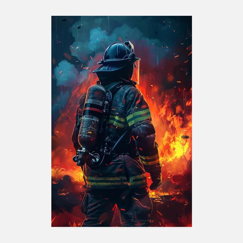 Pompier - Poster 20 x 30 cm - blanc