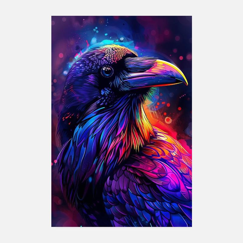 Rabe - Poster 20x30 cm - Weiß