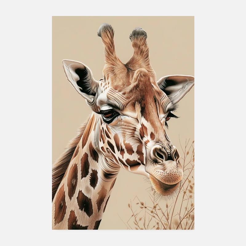Giraffe - Poster 20x30 cm - Weiß