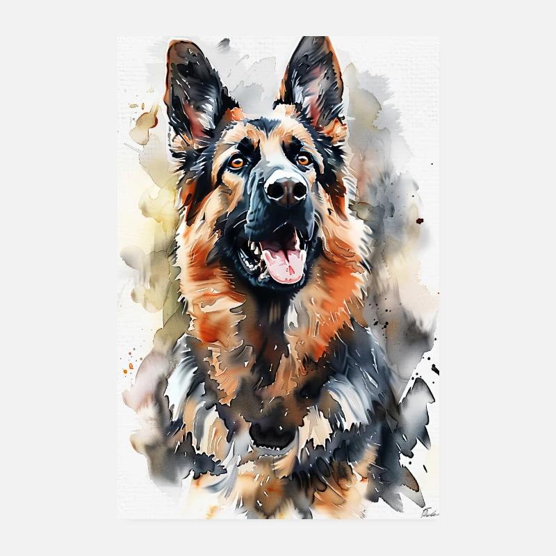 Deutscher Schäferhund - Poster 20x30 cm - Weiß