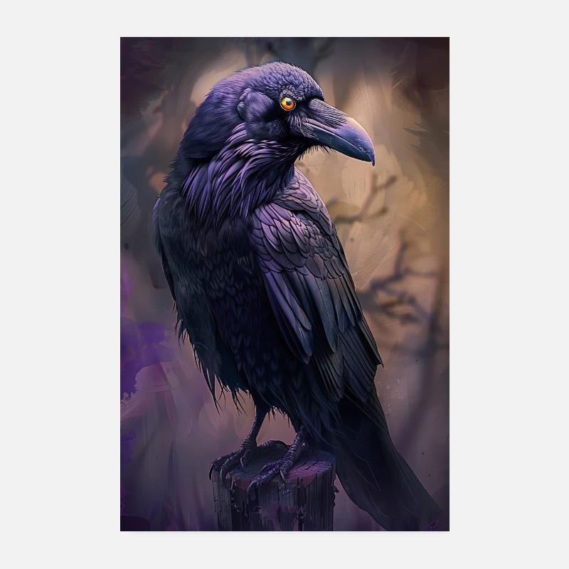Rabe - Poster 20x30 cm - Weiß