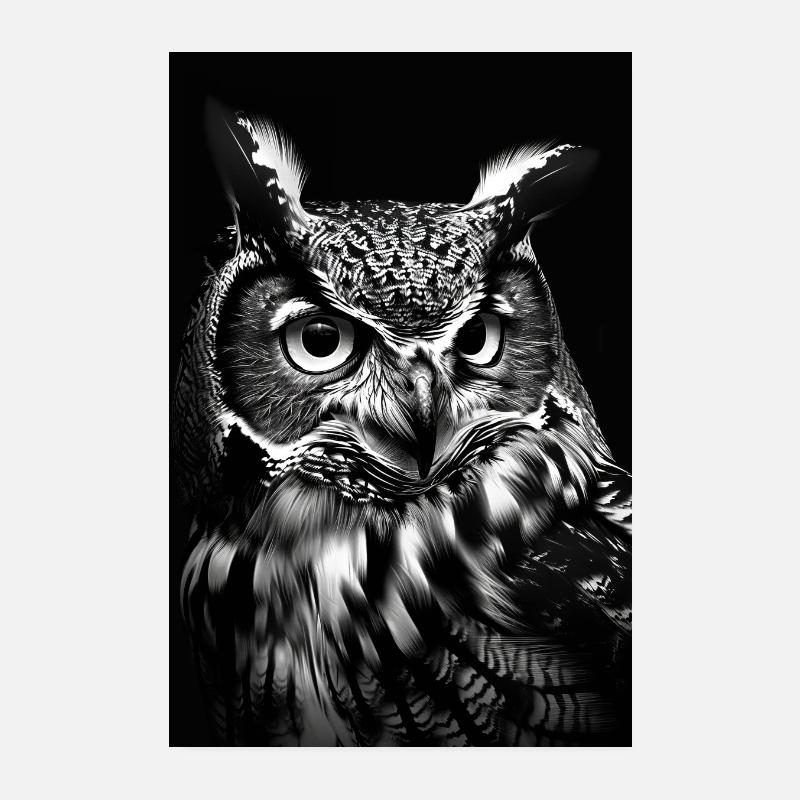 Eule - Poster 20x30 cm - Weiß