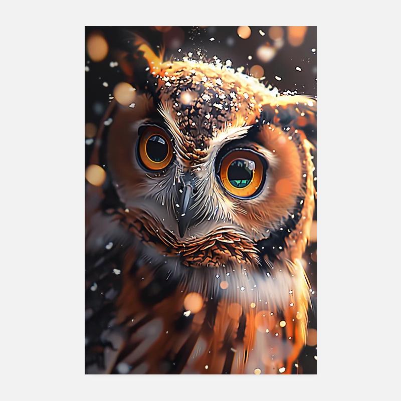 Eule - Poster 20x30 cm - Weiß