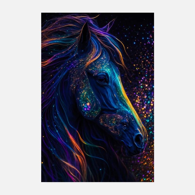 Cavallo bioluminescente - Poster 20x30 cm - bianco