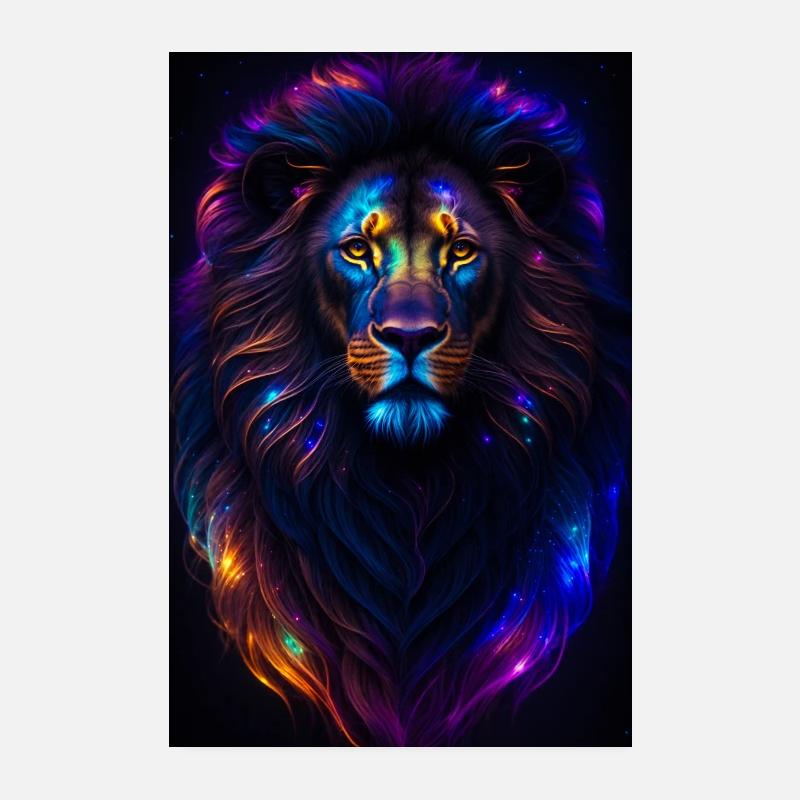 Lion bioluminescent Poster 20 x 30 cm