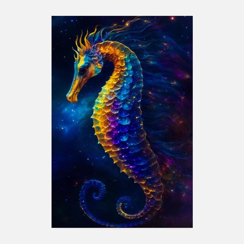 Hippocampe bioluminescent Poster 20 x 30 cm