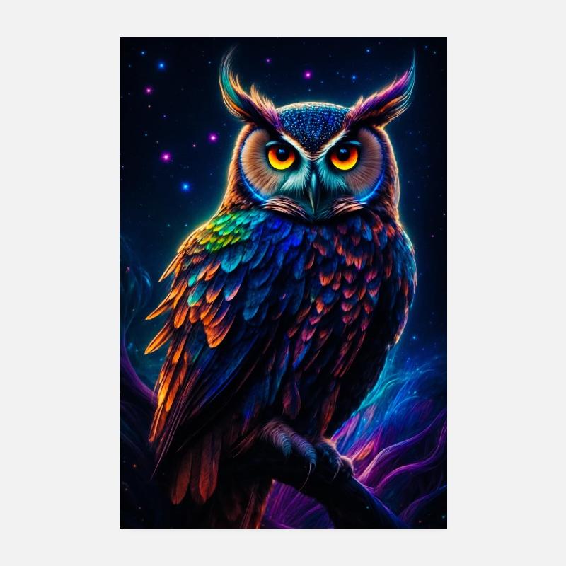 Bioluminescent Owl Poster 8" x 12" (20x30 cm)