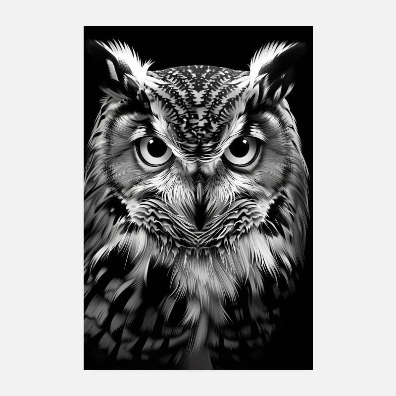 Eule - Poster 20x30 cm - Weiß