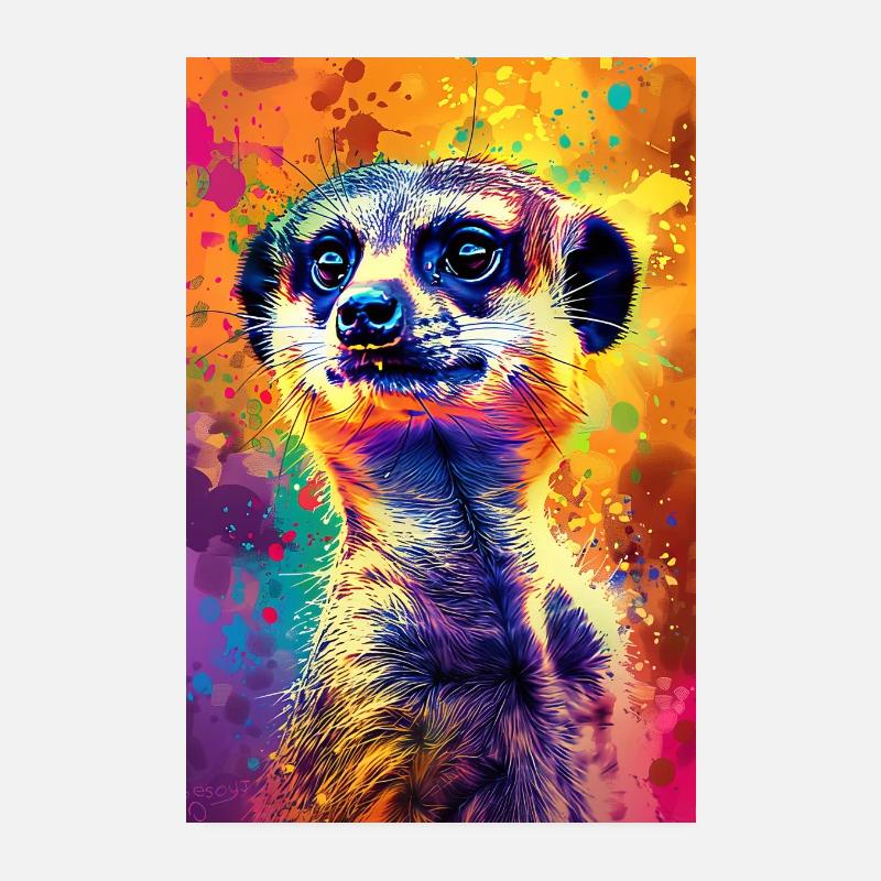 Erdmännchen - Poster 20x30 cm - Weiß