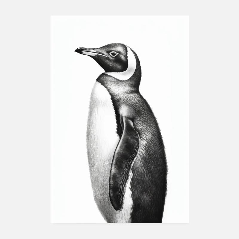 Pinguin Pinguine Tier Artwork - Poster 20x30 cm - Weiß