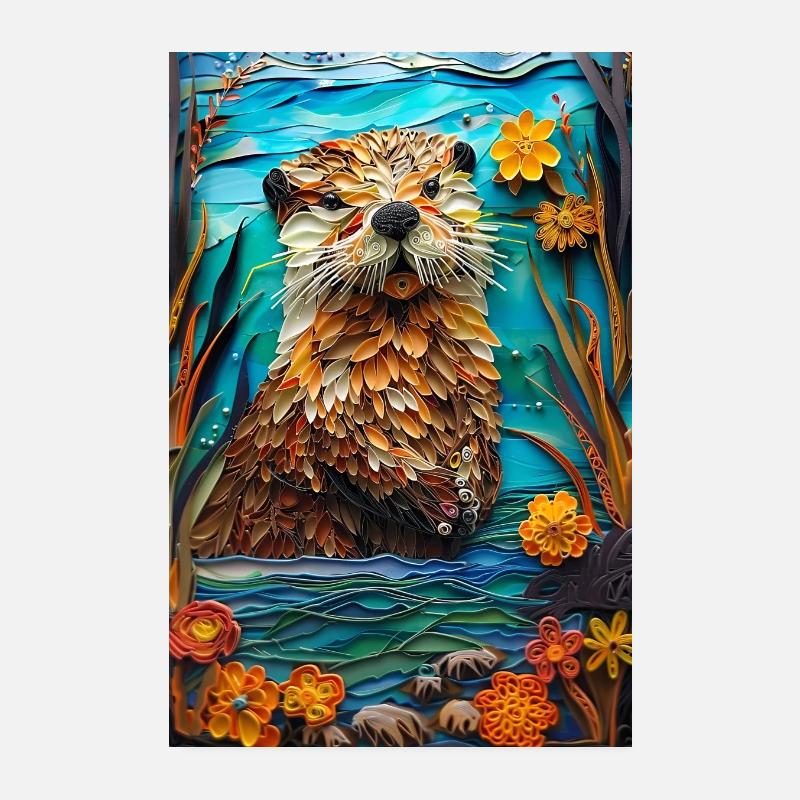 Otter - Poster 20x30 cm - Weiß
