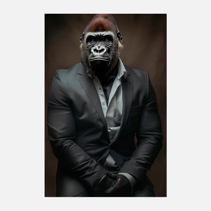 Affe - Poster 20x30 cm - Weiß