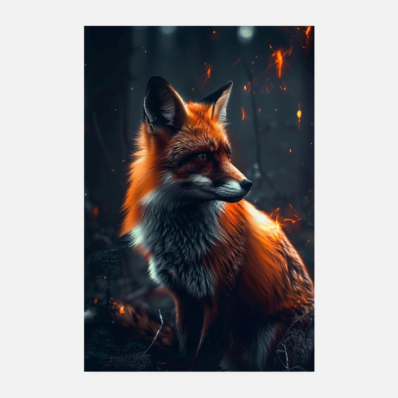 Fuchs - Poster 20x30 cm - Weiß