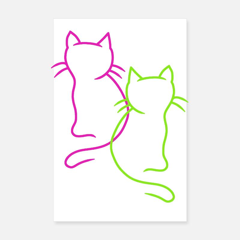 Retro Vintage Cats 80s 90s Poster 8" x 12" (20x30 cm)