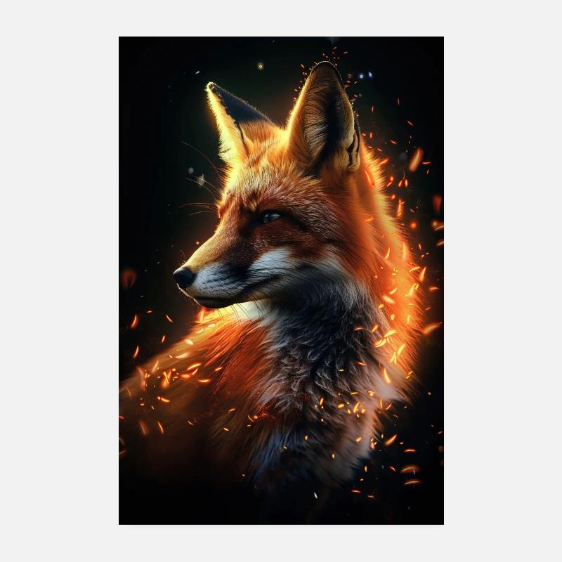 Fuchs - Poster 20x30 cm - Weiß