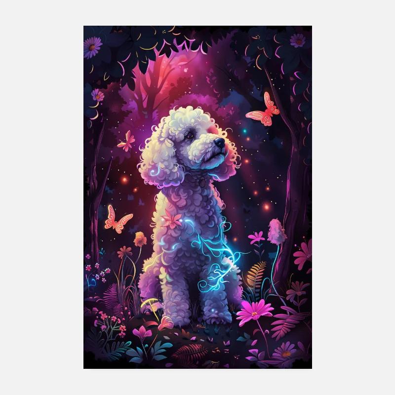 Caniche - Poster 20 x 30 cm - blanc