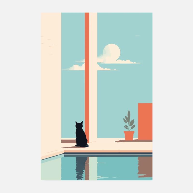 cat by the pool Poster 8" x 12" (20x30 cm)