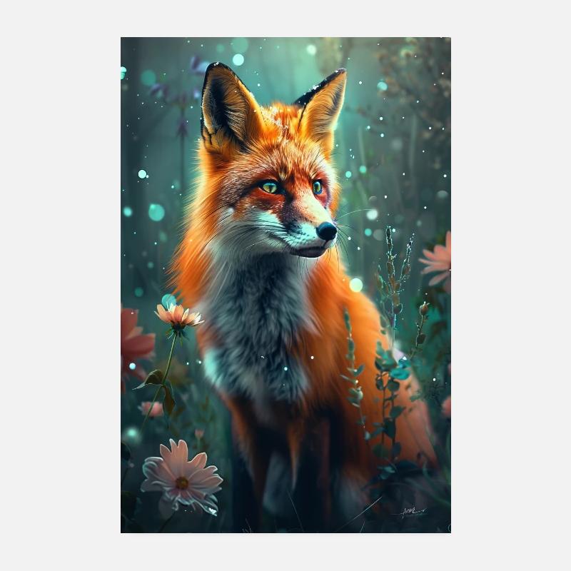 Fuchs - Poster 20x30 cm - Weiß
