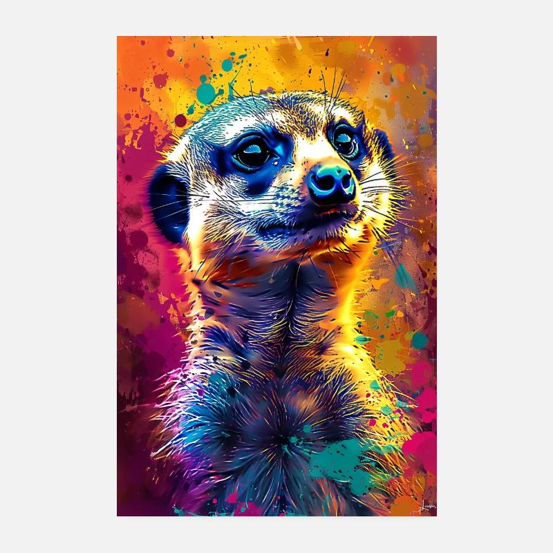 Erdmännchen - Poster 20x30 cm - Weiß