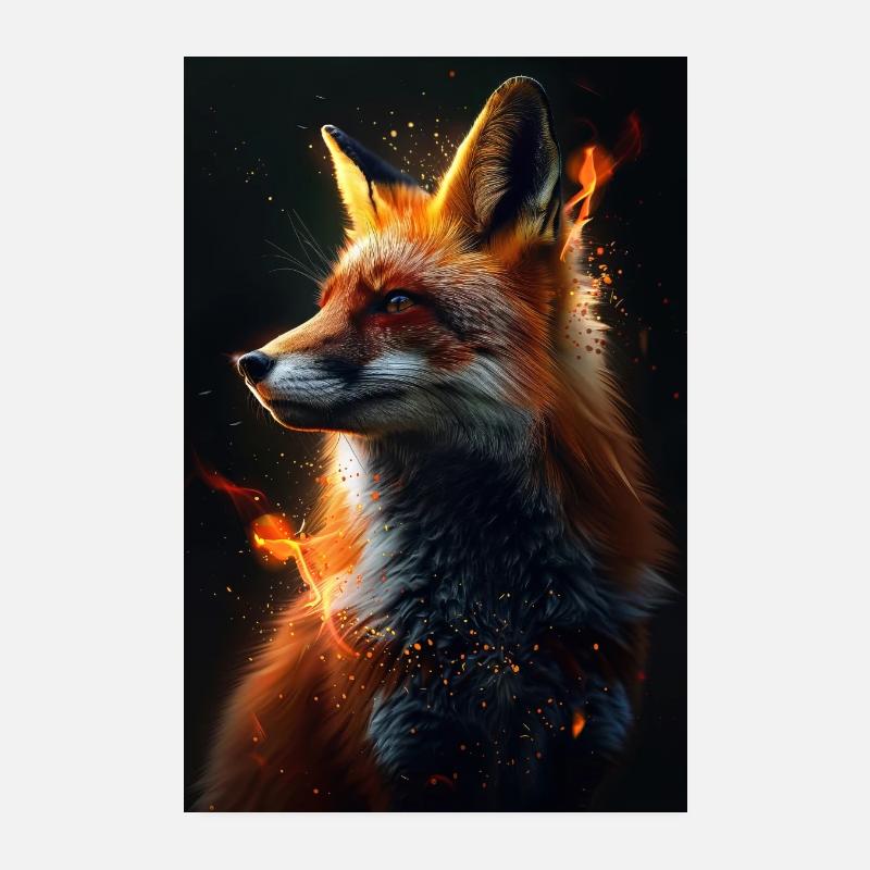 Fuchs - Poster 20x30 cm - Weiß